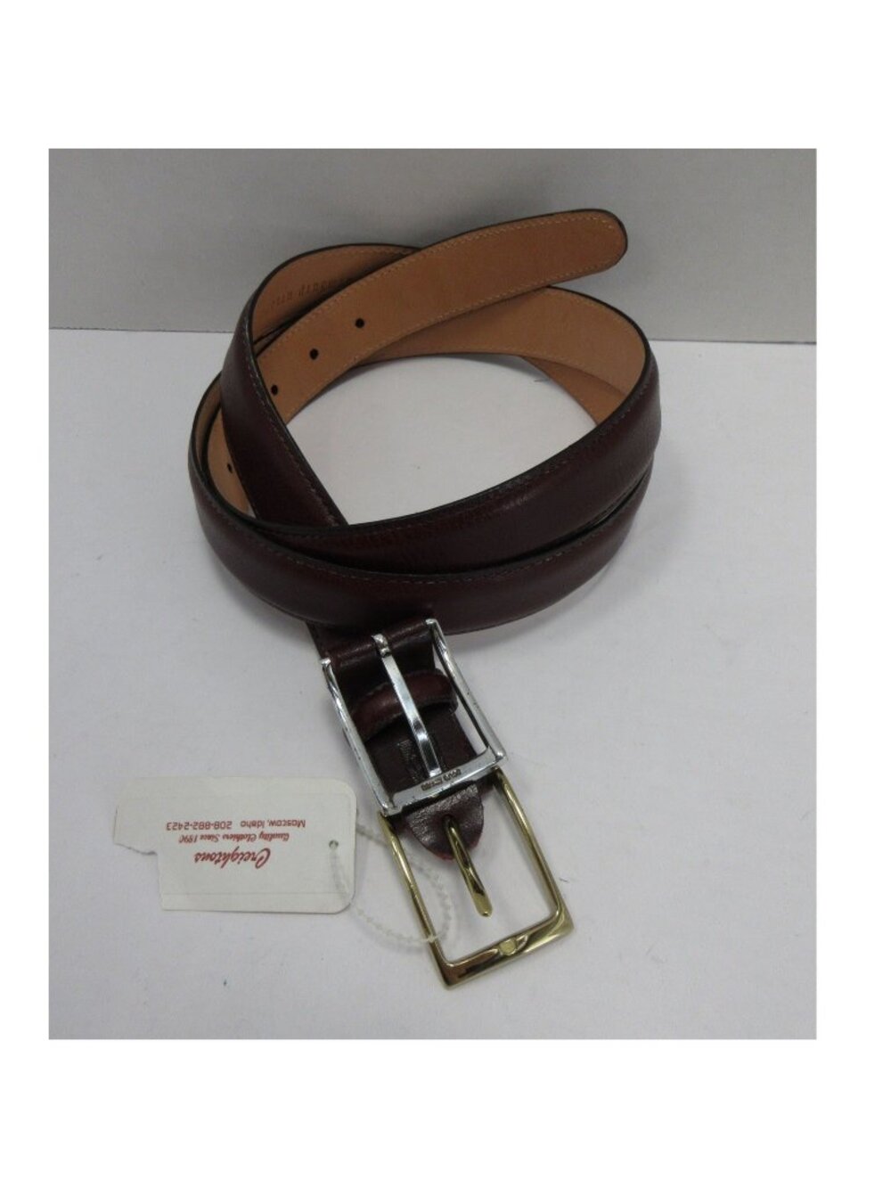 Martin Dingman Belt 44 Red Leather Calfskin Two Buckle Dress NEW